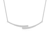 moissanite bypass curved bar necklaces in sterling silver